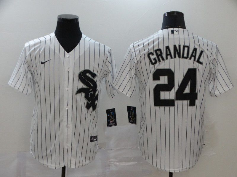 Men Chicago White Sox #24 Grandal White Game Nike MLB Jerseys